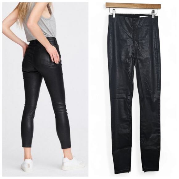 rag & bone Vegan Leather Pants Size XS Pull On Edgy Classic Zip Ankle Timeless - Picture 1 of 8